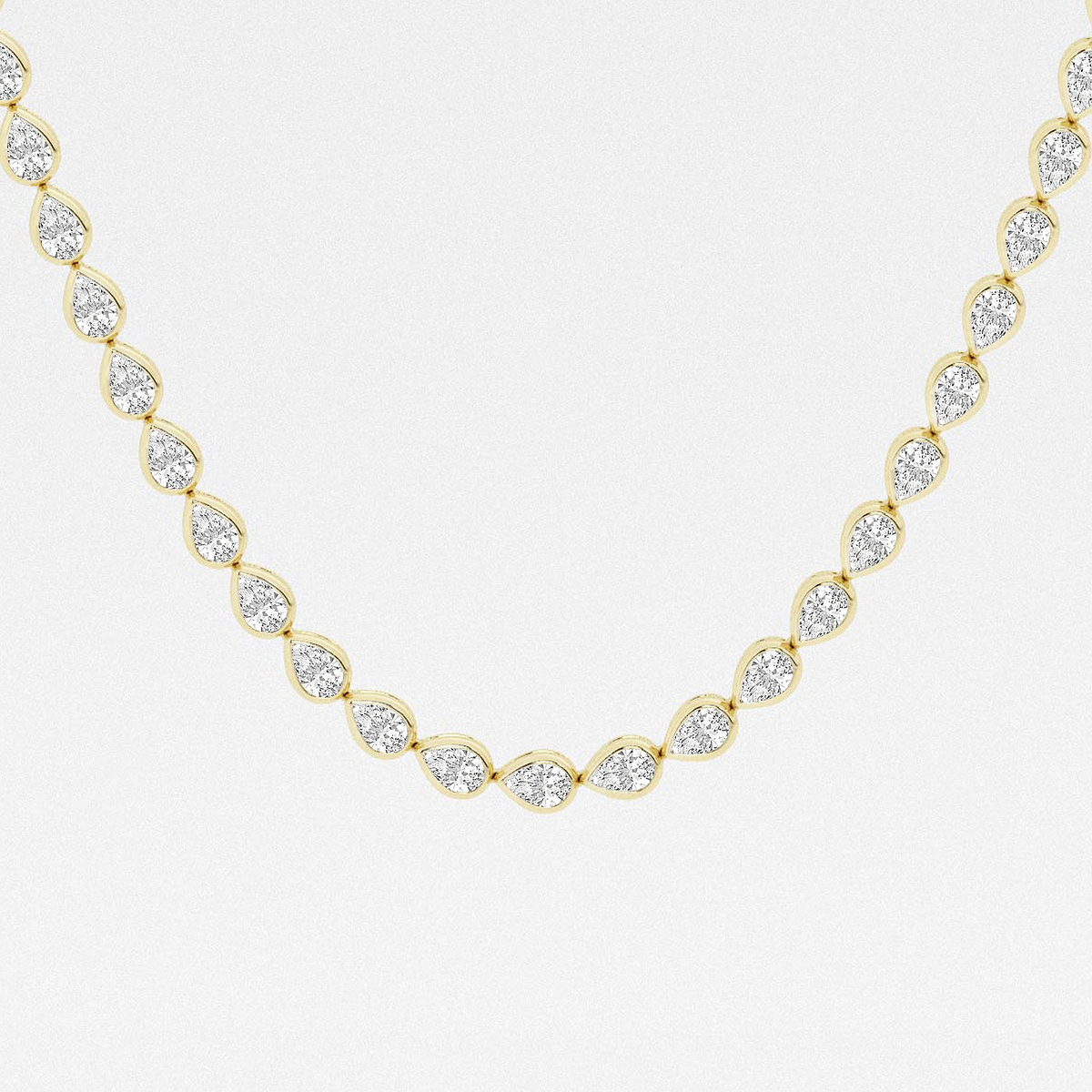 Additional Image 1 for  10 ctw Pear Lab Grown Diamond East West Bezel Set Tennis Necklace